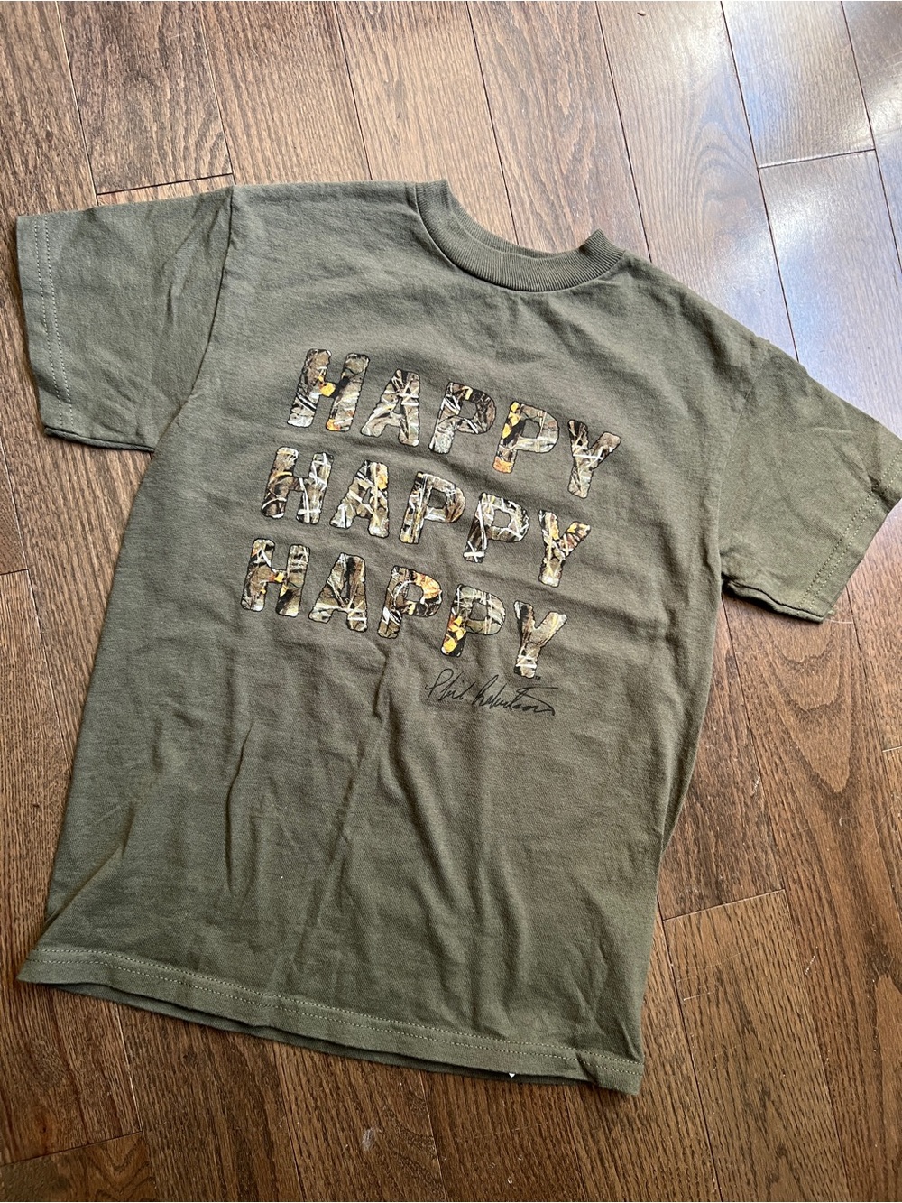 Duck commander camouflage camo happy shirt kids xsmall 6/7